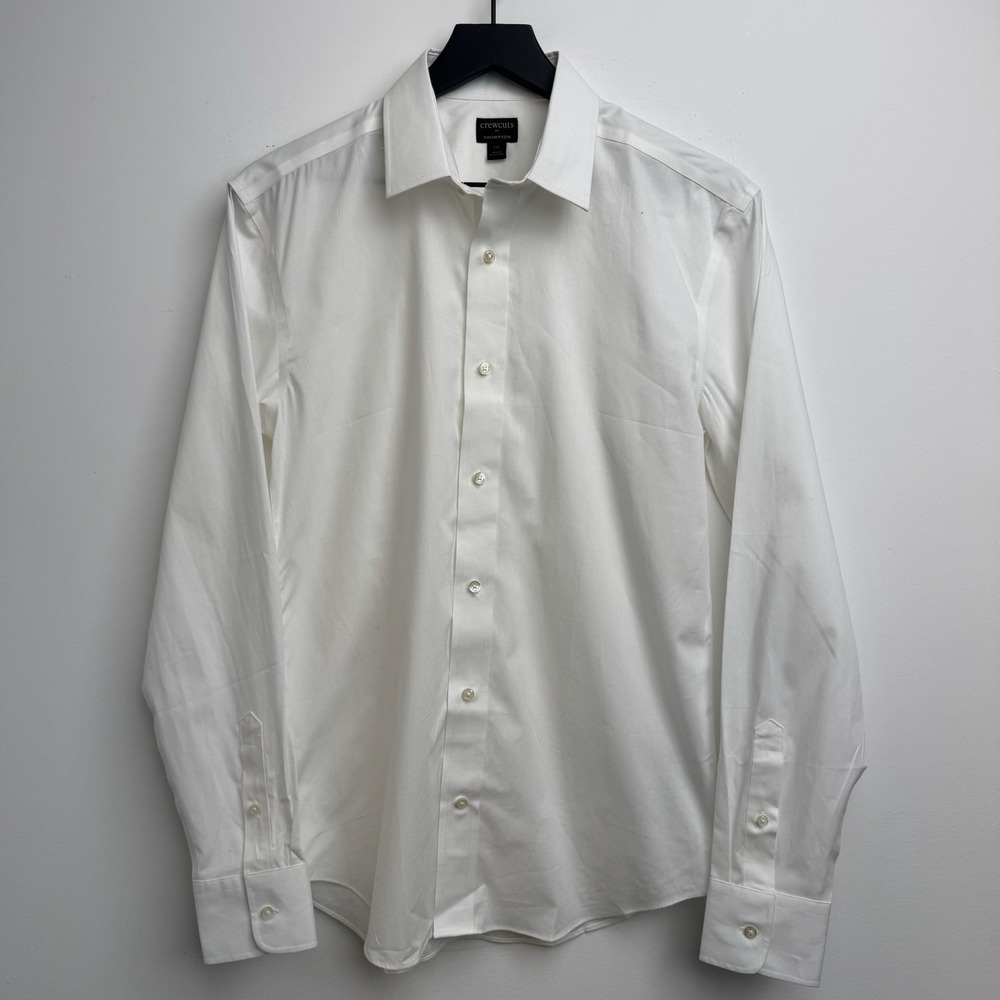 Crewcuts Thompson Button Down Dress Shirt White 16 JCrew Long Sleeve Cotton Mens